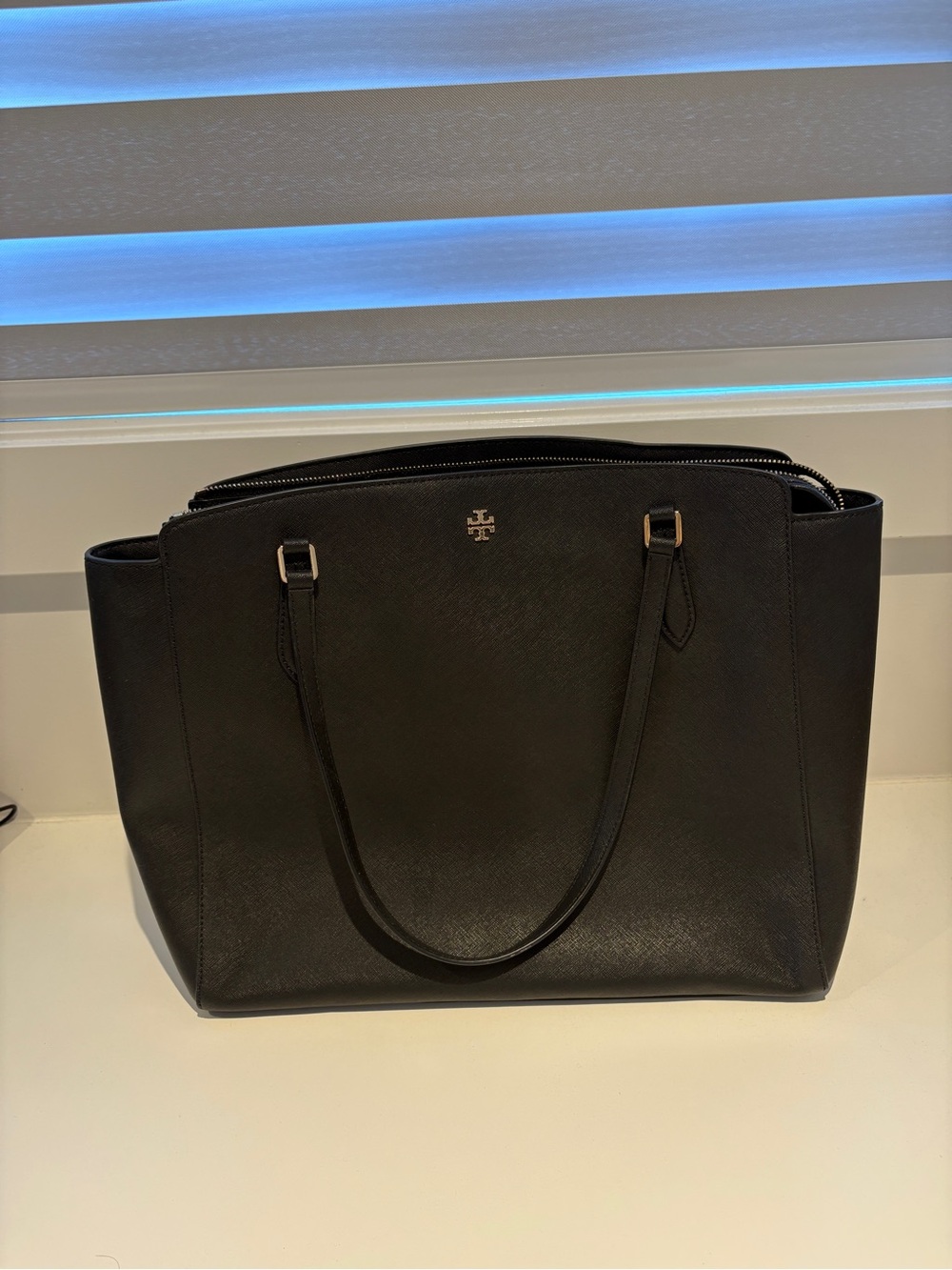 Tory Burch Black Saffiano Leather Tote